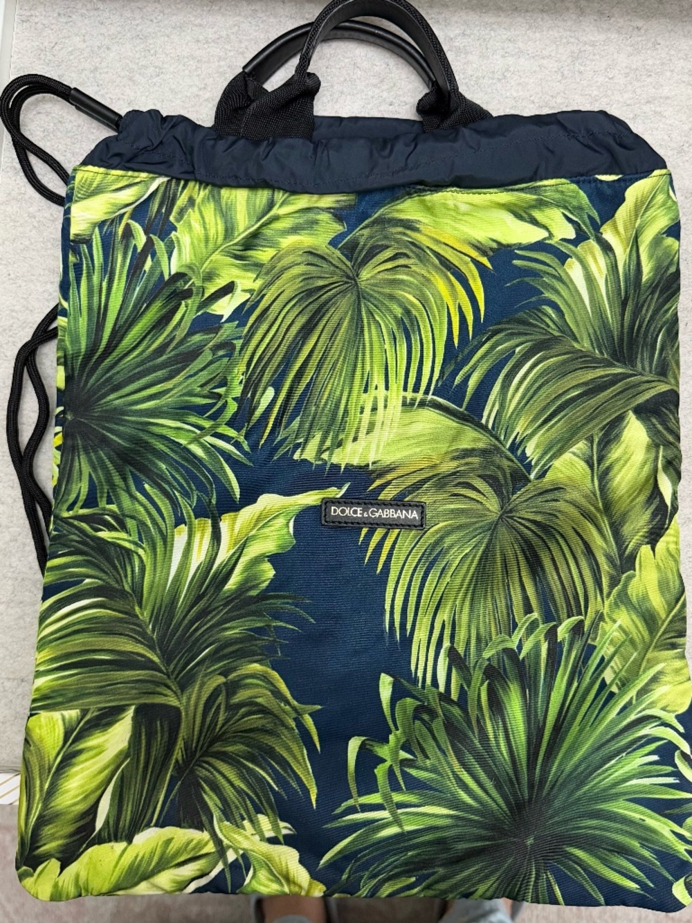 Dolce & Gabbana Tropical Palm Leaf Print Drawstring Backpack